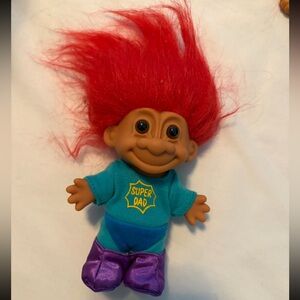 Vintage Russ Troll Doll “Super Dad” Outfit Red Hair 1990s 5”